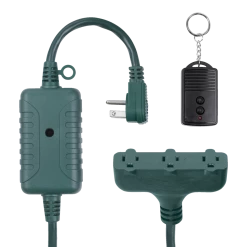 National Globe 14/3 Outdoor Power Cord With ON/OFF Switch Remote, 3 Grounded Outlets, Green