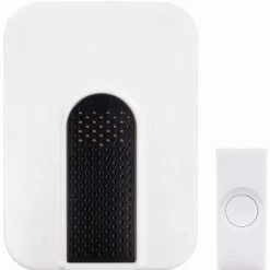National HeathZenith Wireless Battery 85-db 150-ft 3-Tune Doorbell Chime Kit, 1 Push Button, Black/White