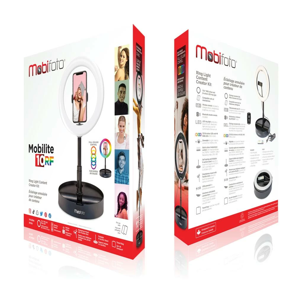 National Mobifoto Mobilite 10-in RGB LED Ring Light Vlogging Kit With Built-in Stand & Wireless Remote 2 National Mobifoto Mobilite 10-in RGB LED Ring Light Vlogging Kit With Built-in Stand & Wireless Remote - Image 2