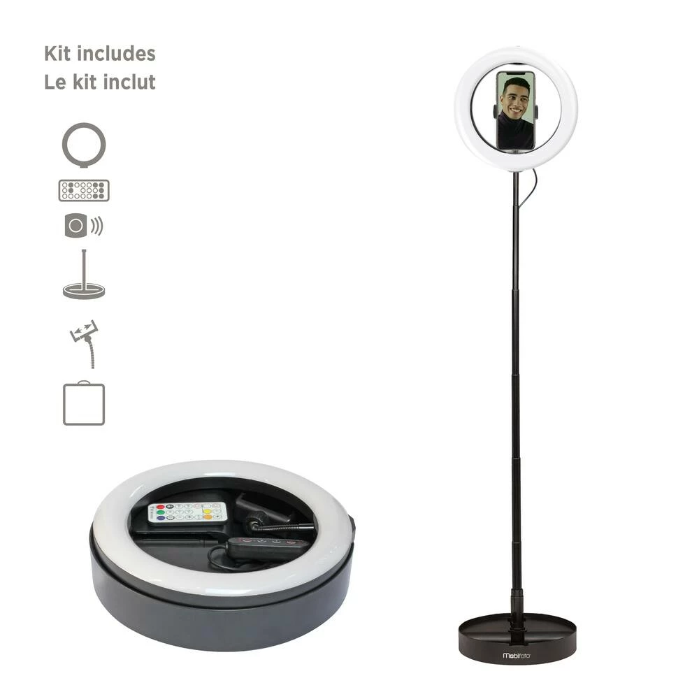 National Mobifoto Mobilite 10-in RGB LED Ring Light Vlogging Kit With Built-in Stand & Wireless Remote 3 National Mobifoto Mobilite 10-in RGB LED Ring Light Vlogging Kit With Built-in Stand & Wireless Remote - Image 3