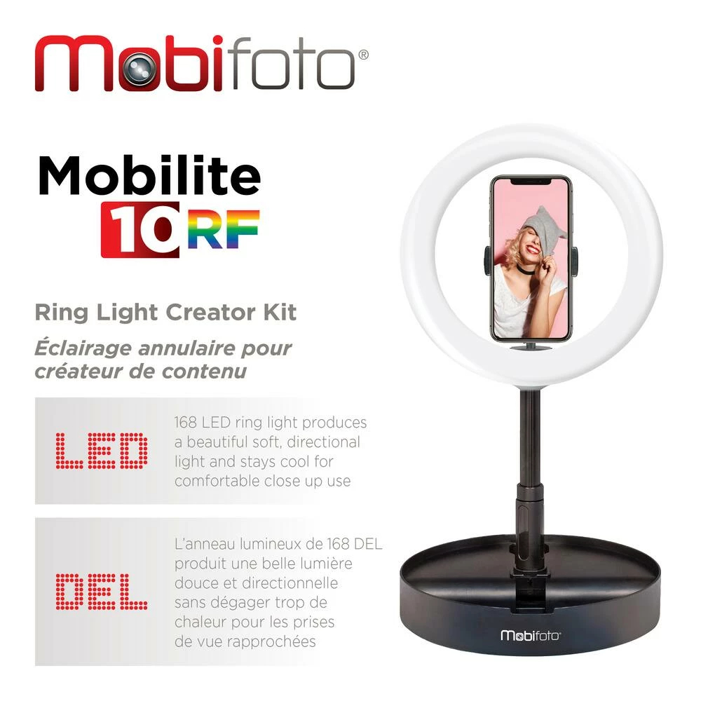 National Mobifoto Mobilite 10-in RGB LED Ring Light Vlogging Kit With Built-in Stand & Wireless Remote 4 National Mobifoto Mobilite 10-in RGB LED Ring Light Vlogging Kit With Built-in Stand & Wireless Remote - Image 4