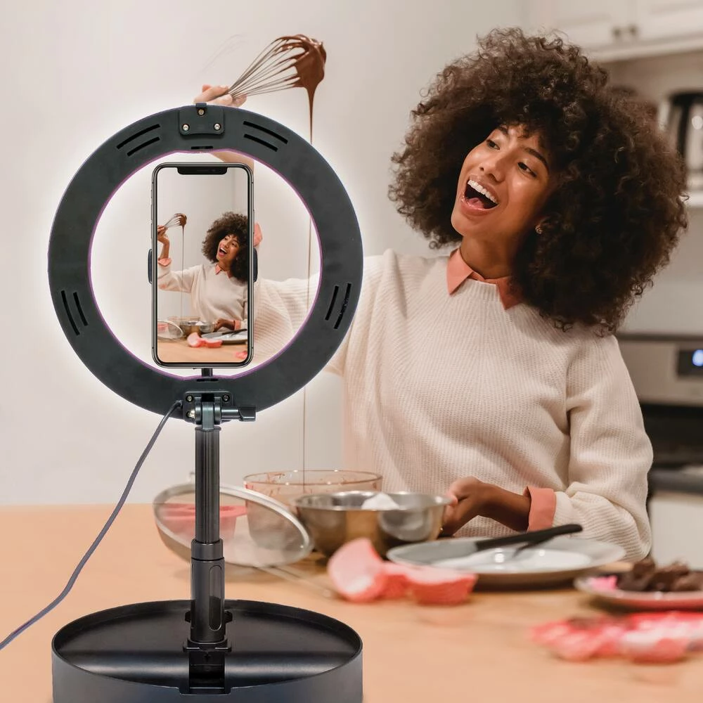 National Mobifoto Mobilite 10-in RGB LED Ring Light Vlogging Kit With Built-in Stand & Wireless Remote 8 National Mobifoto Mobilite 10-in RGB LED Ring Light Vlogging Kit With Built-in Stand & Wireless Remote - Image 8