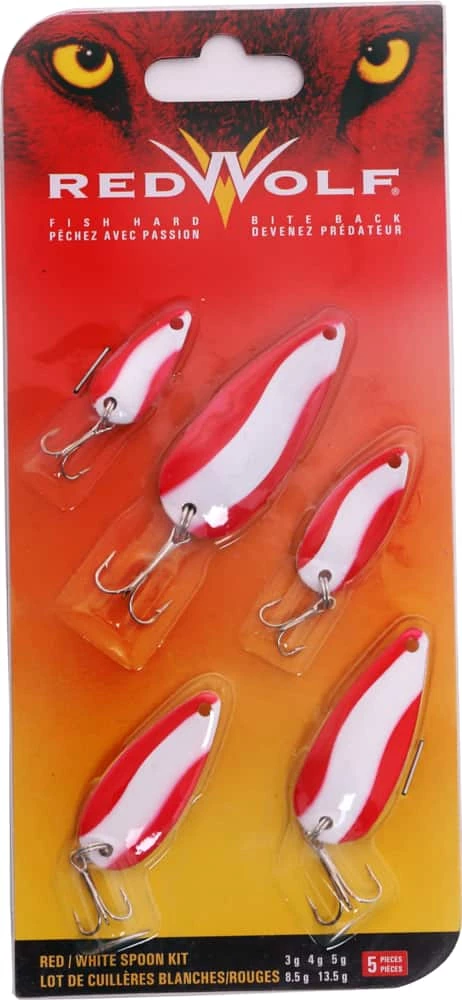Red Wolf Red & White Spoon Lure Kit, 5-pc 1 Red Wolf Red & White Spoon Lure Kit, 5-pc