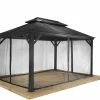 National SOJAG Mykonos Nylon Outdoor/Patio Gazebo Mosquito Netting, Grey 10x12-ft