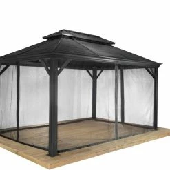 National SOJAG Mykonos Nylon Outdoor/Patio Gazebo Mosquito Netting, Grey 10x12-ft