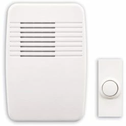 National Globe Wireless Plug-In 75-db 3-Tune Doorbell Chime, 1 Push Button, White